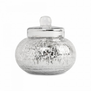 Конфетница с крышкой Кракелюр, 16 х 15 см, стекло, серебристый, серия Clarinet, ANNA LAFARG, Китай, Clarinet ANNA LAFARG