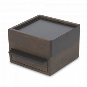 Шкатулка Stowit Mini, размер: 15,2 х 17 х 11,2 см, материал: металл, дерево, цвет: черный, UMBRA, Канада, UMBRA (Канада)