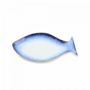 Блюдо - рыба, 31 х 19 см, керамика, белый, синий, серия Sardinhas, COSTA NOVA, Португалия, Sardinhas