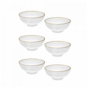 Набор из 6-ти пиал Gold, 13 см, фарфор, белый, золотой, серия Nastia, FALKENPORZELLAN, Германия, Наборы фарфоровых салатников