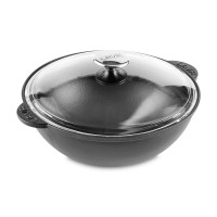 Казан с крышкой, 4,2 л, 28 см, чугун, черный, LAVA, Турция