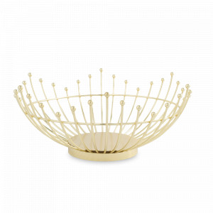 Корзина для фруктов «Бусины», 27 см, металл, золотистый, серия Spin, ANNA LAFARG, Китай, Этажерки и вазы для фруктов