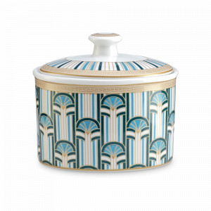 Сахарница Веер, 10 см, 300 мл, фарфор,  декор с золотистым кантом, серия Liberty, Pozzi Milano 1876, Италия, Сахарницы