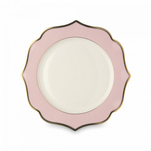Тарелка десертная Rosa, 20 см, костяной фарфор, позолота, розовый, серия Ionica, LE COQ, Италия, Итальянский фарфор
