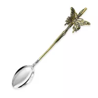 Ложка кофейная «Бабочка», латунь с посереб.яблочком, серия Летний сад, Кольчугинский Мельхиор, Россия, 