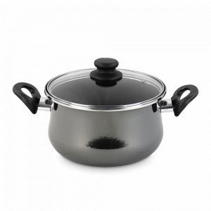 Кастрюля с крышкой, 26 см, сталь, стеклоэмаль, черный, серия Authentique Crystal, VITRINOR, Испания, Посуда антипригарная