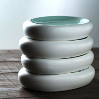 Блюдо овальное Acquamarina, 26.5 х 17.5 см, фарфор, белый, мятный, серия Ninfa, LE COQ, Италия_00815580051218011494.jpg