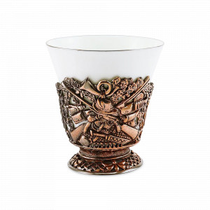 Чашка чайная &quot;Охотничья&quot;, 200 мл, медь с чернением, фарфор, серия Охотничий домик, Кольчугинский Мельхиор, Россия, Чашки фарфоровые