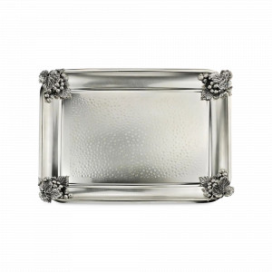 Поднос прямоугольный «Виноград», медь, 40 х 30 см, серебристый, серия Летний сад, Кольчугинский Мельхиор, Россия, Подносы