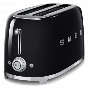 Тостер на 4 хлебца, нержавеющая сталь, пластик, 21,5 x 39,4 x 20,8 см, черный, SMEG, Италия, SMEG (Италия)