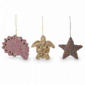 Набор из 3-х ёлочных украшений Sea Fantasy, полипропилен, МДФ, серия New Year Essential, TKANO, Россия, Декор для дома TKANO