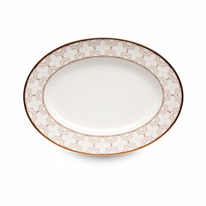 Блюдо овальное, 37 см, костяной фарфор, белый, серия Трефолио, золотой кант, NORITAKE, Япония, NORITAKE (Япония)
