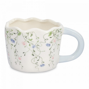 Кружка Цветы, 460 мл, фарфор, белый, голубой, серия Mint flowers, ANNA LAFARG, Китай, Кружки