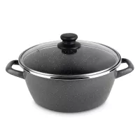 Кастрюля низкая с крышкой, 28 см, сталь, стеклоэмаль, черный, серия K2, VITRINOR, Испания, 
