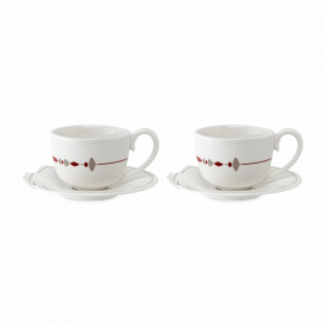 Набор из 2-х чайных пар, 240 мл, фарфор, белый, декор, серия Canto, TKANO, Китай, 