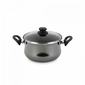 Кастрюля с крышкой, 18 см, сталь, стеклоэмаль, черный, серия Authentique Crystal, VITRINOR, Испания, Посуда антипригарная