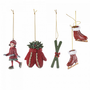 Набор из 5-ти ёлочных украшений Heritage Holidays, полирезин, красный, декор, серия New Year Essential, TKANO, Китай, Декор для дома TKANO