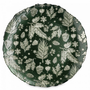 Блюдо круглое Еловые ветки, 33 см, стекло, зеленый, декор, серия New Year, ANNA LAFARG, Китай, New Year ANNA LAFARG