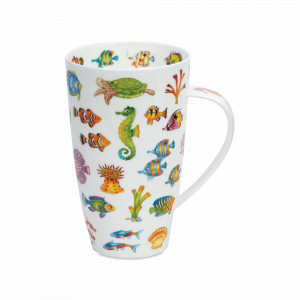 Кружка «Рыбы», 600 мл, костяной фарфор, белый, декор, серия Henley, DUNOON, Великобритания, Дорогие кружки