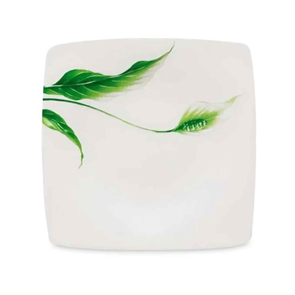 Тарелка квадратная десертная, 20 см, фарфор, белый, зеленый, серия Vegetal, GUY DEGRENNE, Франция