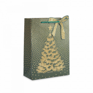 Пакет подарочный «Елка», 18 х 24 см, бумага, зеленый, золотистый, серия New Year, ANNA LAFARG, Китай, Скидка до -20% на бренд ANNA LAFARG