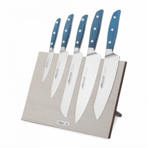 Набор кухонных ножей, 5 штук, на магнитной композитной подставке ComposeEat (светлое дерево),серия Brooklyn, ARCOS, Испания, Набор ножей накири