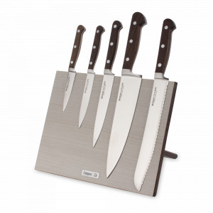 Набор кухонных ножей, 5 штук, на магнитной подставке ComposeEat, серия Classic Smoked Oak, BERGER CUTLERY, Германия, Набор ножей