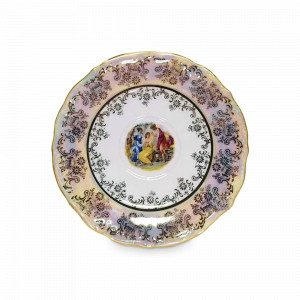 Блюдце кофейное мокко, 15 см, фарфор, белый, серия Мария-Тереза, REPAST, Чехия, Мария-Тереза REPAST