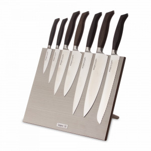 Набор кухонных ножей, 7 штук, на магнитной подставке ComposeEat, серия Ergo Line Smoked Oak, BERGER CUTLERY, Германия, Набор кухонных ножей премиум