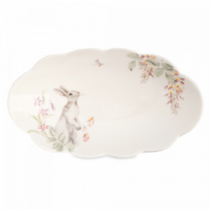 Блюдо овальное, 31 х 18 см, керамика, белый, декор, серия Flower Rabbit, ANNA LAFARG, Китай, Flower Rabbit ANNA LAFARG