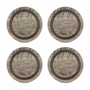 Набор подставок под кружку Бирдекель, 4 шт., диам. 95 мм, дуб мореный, подарочная коробка, серия Fashion, ComposeEat, Россия, Наборы бирдекелей