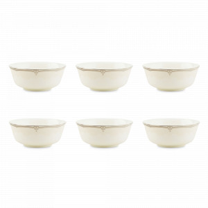 Набор из 6-ти порционных салатников, 16 см, фарфор, белый, золотая отводка, серия Amalia, REPAST, Чехия, Салатники REPAST