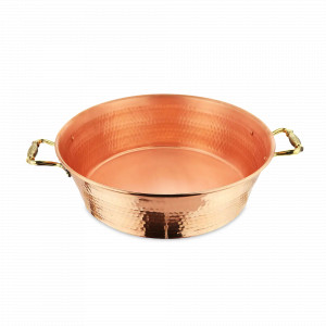 Таз для варенья с ручками «Лист», медь кованая, 35 х 10 см, 6 л, серия Медная посуда, Кольчугинский Мельхиор, Россия, Тазы для варенья