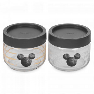 Набор из 2-х банок Boho, 325 мл, стекло, пластик, прозрачный, черный, серия Disney, LUCARIS, Таиланд, Банки для хранения чая