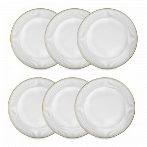 Набор из 6-ти закусочных тарелок Gold, 22.5 см, фарфор, белый, золотой, серия Nastia, FALKENPORZELLAN, Германия, Фарфоровые тарелки