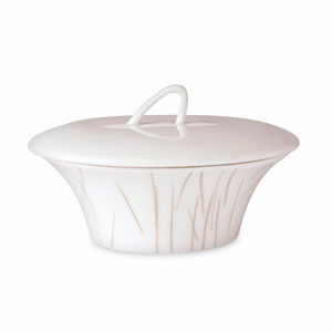 Сахарница с крышкой, 280 мл, фарфор, белый, декор, серия Boreal Swing, GUY DEGRENNE, Франция, 