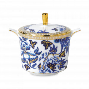 Сахарница, 230 мл, костяной фарфор, белый, синий, серия Hibiscus, WEDGWOOD, Великобритания, Сахарницы из костяного фарфора