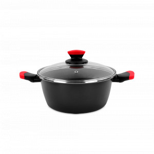 Кастрюля низкая с крышкой, 20 см, сталь, стеклоэмаль, черный, серия Kilauea, VITRINOR, Испания, Посуда антипригарная