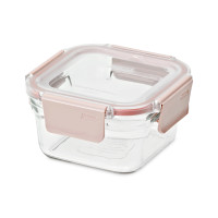 Контейнер квадратный стеклянный, 440 мл, стекло, розовый, GLASSLOCK, Корея