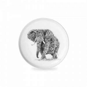Тарелка десертная «Африканский слон», 20 см, фарфор, белый, декор, серия Марини Ферлаццо, MAXWELL WILLIAMS, Австралия, Тарелки и блюда MAXWELL & WILLIAMS