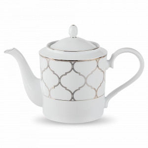 Чайник заварочный платиновый кант, 1.5 л, костяной фарфор, белый, серебристый, серия Царский дворец, NORITAKE, Япония, NORITAKE (Япония)