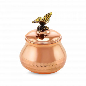 Сахарница кованая с лужением &quot;Бабочка&quot;, медь, 150 мл, серия Летний сад, Кольчугинский Мельхиор, Россия, Сахарницы