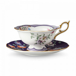 Пара чайная Полуночный сад, 140 мл, костяной фарфор, белый, декор, серия Wonderlust, WEDGWOOD, Великобритания, Белые чайные пары