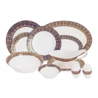 Сервиз обеденный на 12 персон Византия, 50 предметов, фарфор, белый, декор, серия Midori, ANNA LAFARG, Китай, 