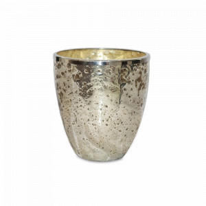 Подсвечник для интерьерной свечи SOLID SILVER STONE, 18 см, стекло, серебристый, ROOMERS FURNITURE, Нидерланды, Подсвечники и канделябры