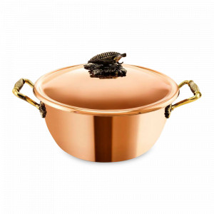 Кастрюля с крышкой «Кукуруза», 25 см, 3.5 л, медь, серия Медная посуда, Кольчугинский Мельхиор, Россия, Кастрюли