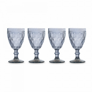 Набор из 4-х бокалов для вина, 400 мл, стекло, голубой, серия Dubai, WD Lifestyle, Италия, Наборы бокалов для красного вина