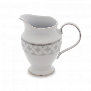 Молочник , 250 мл, фарфор, белый, серебристый, серия Серебряная сетка, REPAST, Чехия, Серебряная сетка REPAST