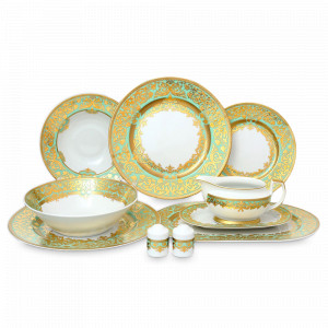 Сервиз столовый на 6 персон Gold, 25 предметов, фарфор, белый, золотой, серия Nastia, FALKENPORZELLAN, Германия, Наборы столовой посуды