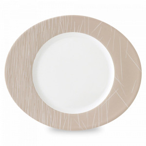Блюдо овальное, 39 см, фарфор, белый, бежевый, серия Boreal Swing, GUY DEGRENNE, Франция, Boreal Swing GUY DEGRENNE